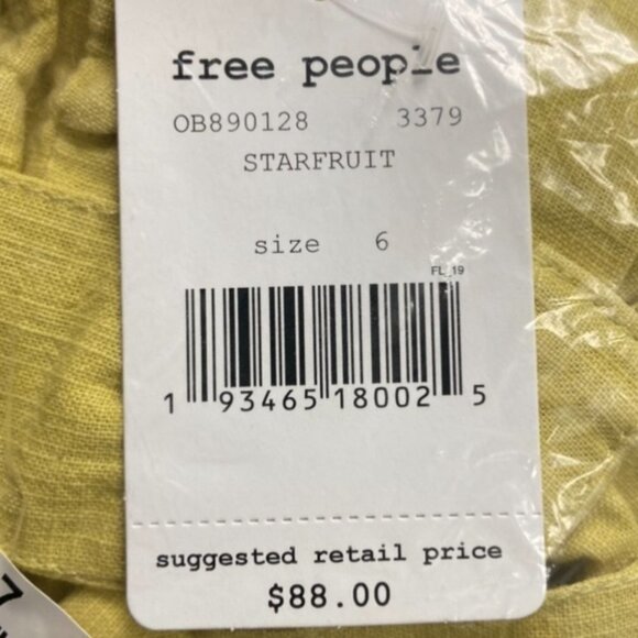 NWT Revolve Free People Everywhere‎ You Go Shorts Size 6 Yellow Starfruit Boho - Picture 3 of 5